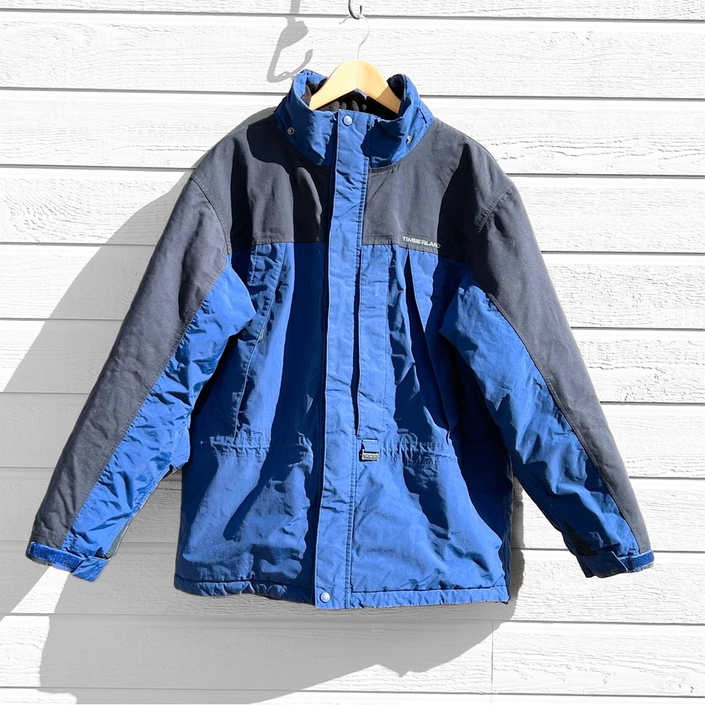 🧔‍♂️ Men’s Timberland Weathergear Waterproof Coat / Parka Sz L Blue and Black